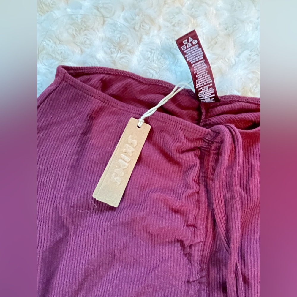 NWT SKIMS Soft Lounge Ruched Long Skirt - size Small Wine - Picture 3 of 6